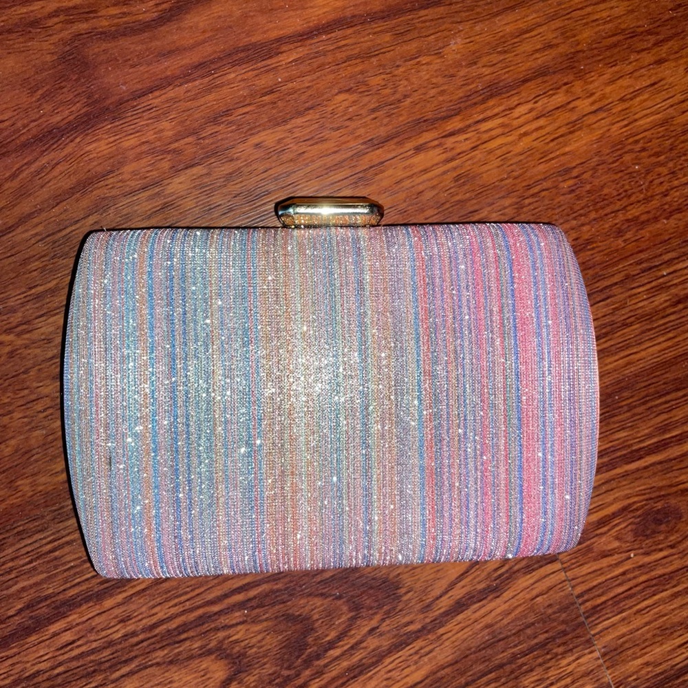 Multi colored glitter tweed evening clutch great condition
